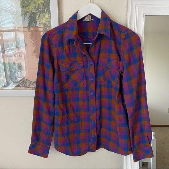 Duluth Trading Co. Free Swing Plaid Flannel Button-Up Shirt Women’s Small - Picture 1 of 5